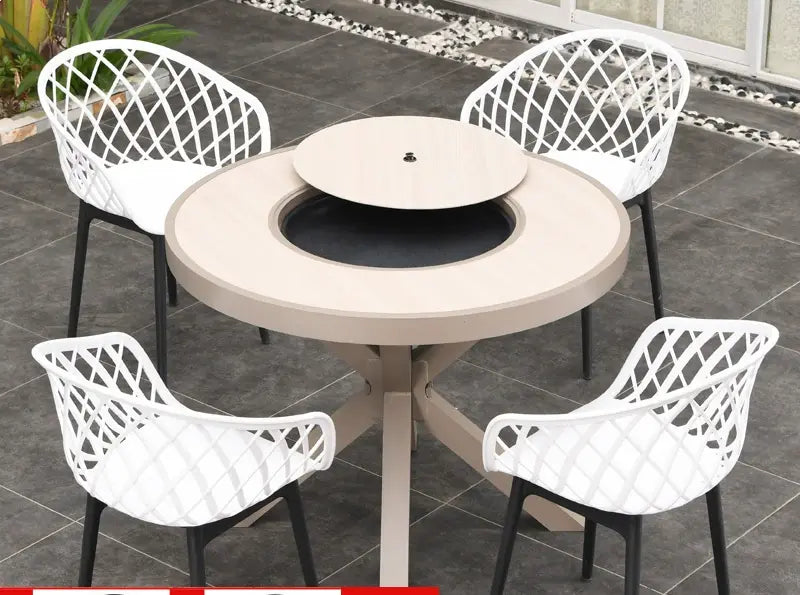MOJIA Corvus Round Outdoor Barbecue Table with Smokeless Grill from MOJIA