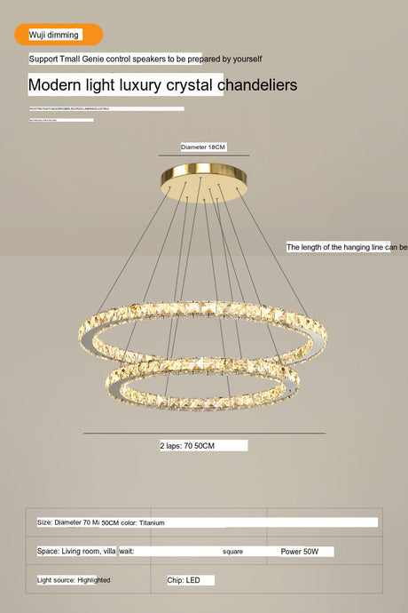 YDZM Marisol Elegant Crystal Country House Ceiling Lamp from YDZM