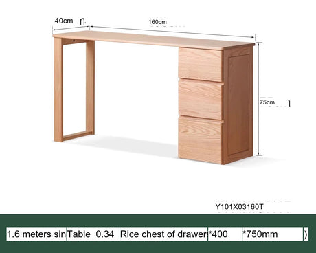 GENJI Kairos Solid Oak Double Computer Desk with Drawer from GENJI