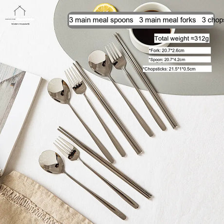 MH Aisling Premium Stainless Steel Chopstick & Fork Set for Home Use from MH