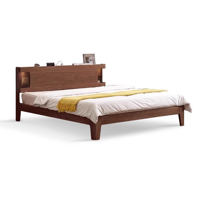 GENJI Miyamoto Solid Wood Nordic Double Bed - Luminous Oak Design from GENJI