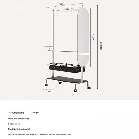 ROOMHOME Elowen Minimalist Integrated Mirror with Movable Coat Racks and Stainless Steel Storage. from ROOMHOME