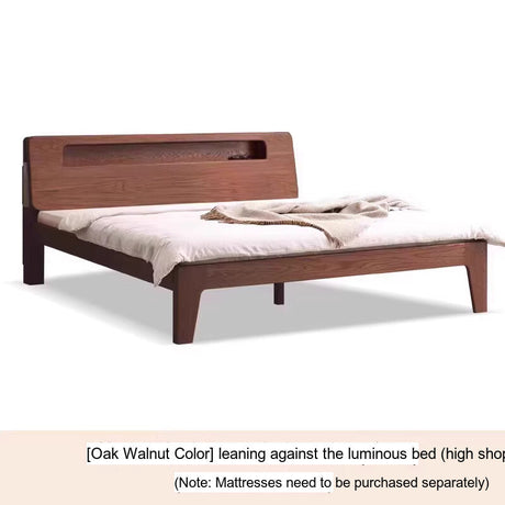 GENJI Yamanaka Solid Oak Modern Bed with Socket - Nordic Style Single Bed from GENJI