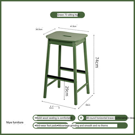 NIYE Alaric Minimalist Black Solid Wood Bar Stool from NIYE