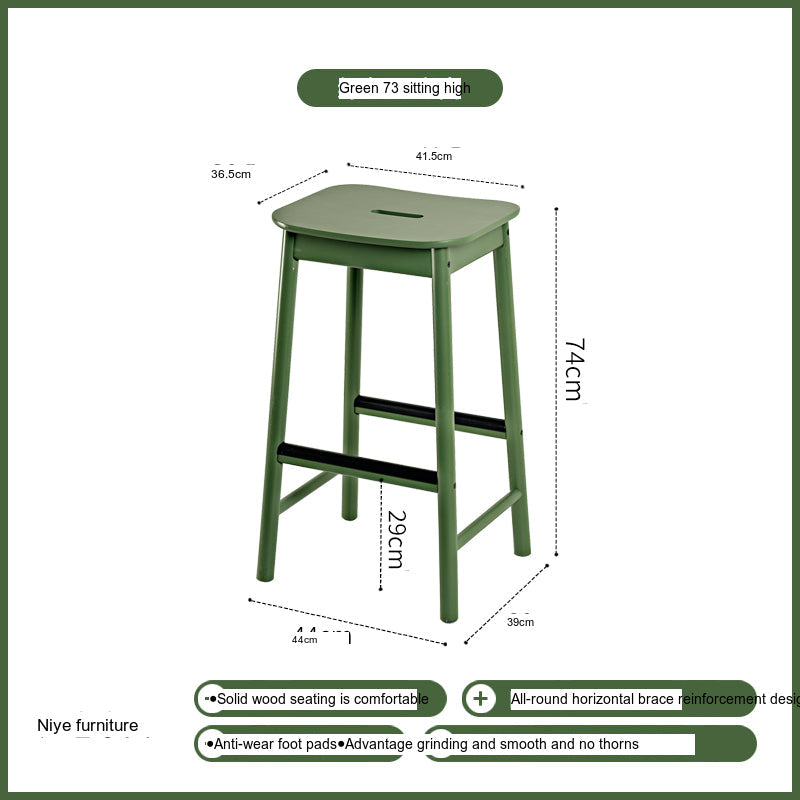 NIYE Alaric Minimalist Black Solid Wood Bar Stool from NIYE