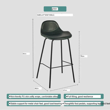 ABOUT WHITE Isidora Sleek Leather High-Back Bar Stool from ABOUT WHITE
