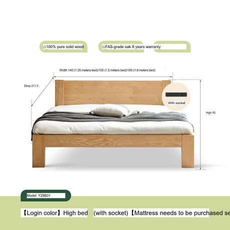 GENJI Isamu Solid Wood Modern Minimalist Oak Single Bed from GENJI