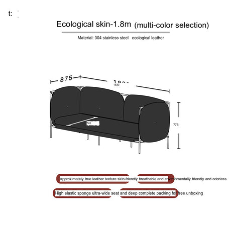TELLS Marcellus Elegant Vintage Black Leather Sofa with Stainless Steel Accents from TELLS