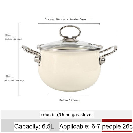 SUCO Harukaze Elegant White Enamel Double-Eared Soup Pot from SUCO