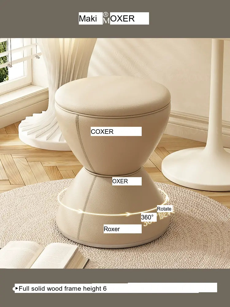 MOXER Elowen Elegant Solid Wood Rotating Dressing Stool from MOXER