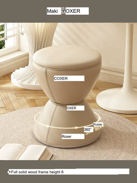 MOXER Elowen Elegant Solid Wood Rotating Dressing Stool from MOXER