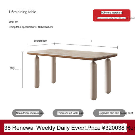 QUANMU Lysander Elegant Cream Rectangular Dining Table from QUANMU