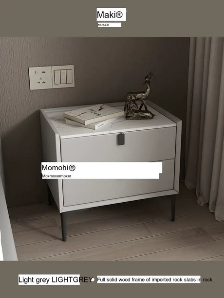 MOXER Lysandra Elegant Leather & Wood Minimalist Bedside Cabinet from MOXER