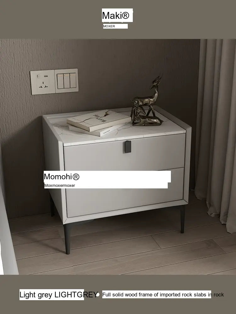 MOXER Lysandra Elegant Leather & Wood Minimalist Bedside Cabinet from MOXER