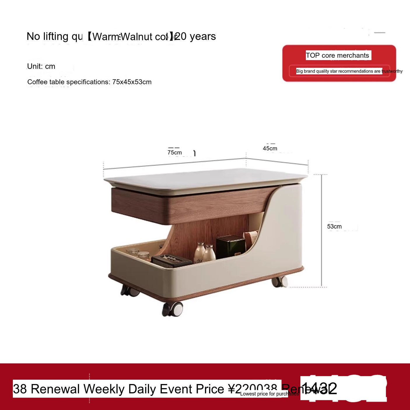 QUANMU Isadora Compact Modern Folding Coffee Table from QUANMU