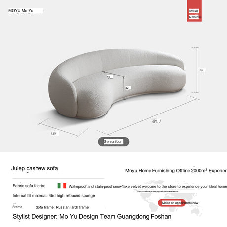 MOYU Santiago Elegant Curved Minimalist Sofa from MOYU