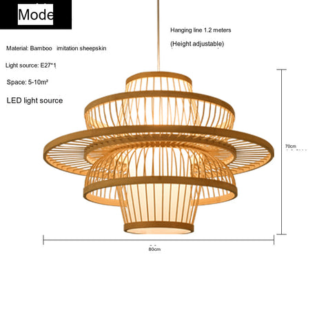 BOJI Haruki Elegant Wooden Bamboo Ceiling Lamp from BOJI
