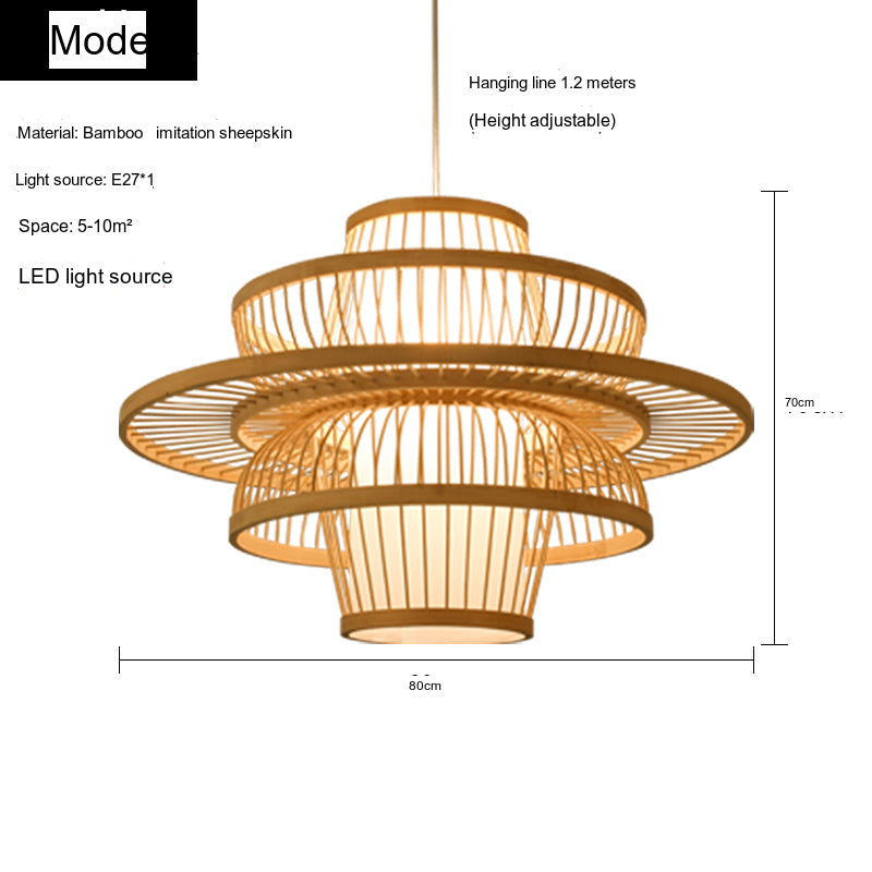 BOJI Haruki Elegant Wooden Bamboo Ceiling Lamp from BOJI