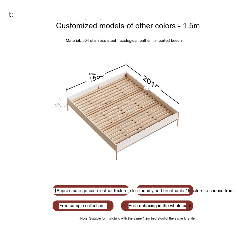 TELLS Santiago Solid Wood Modern Retro Double Bed with Shelf from TELLS