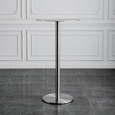 ABOUT WHITE Santiago Sleek Stainless Steel Round Dining Table from ABOUT WHITE