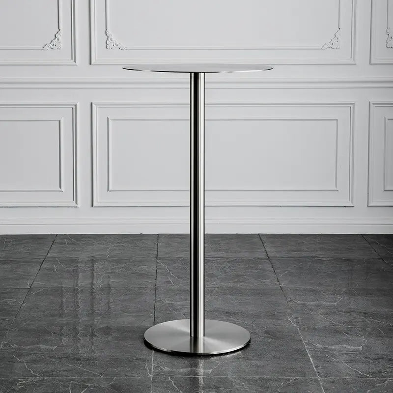 ABOUT WHITE Santiago Sleek Stainless Steel Round Dining Table from ABOUT WHITE