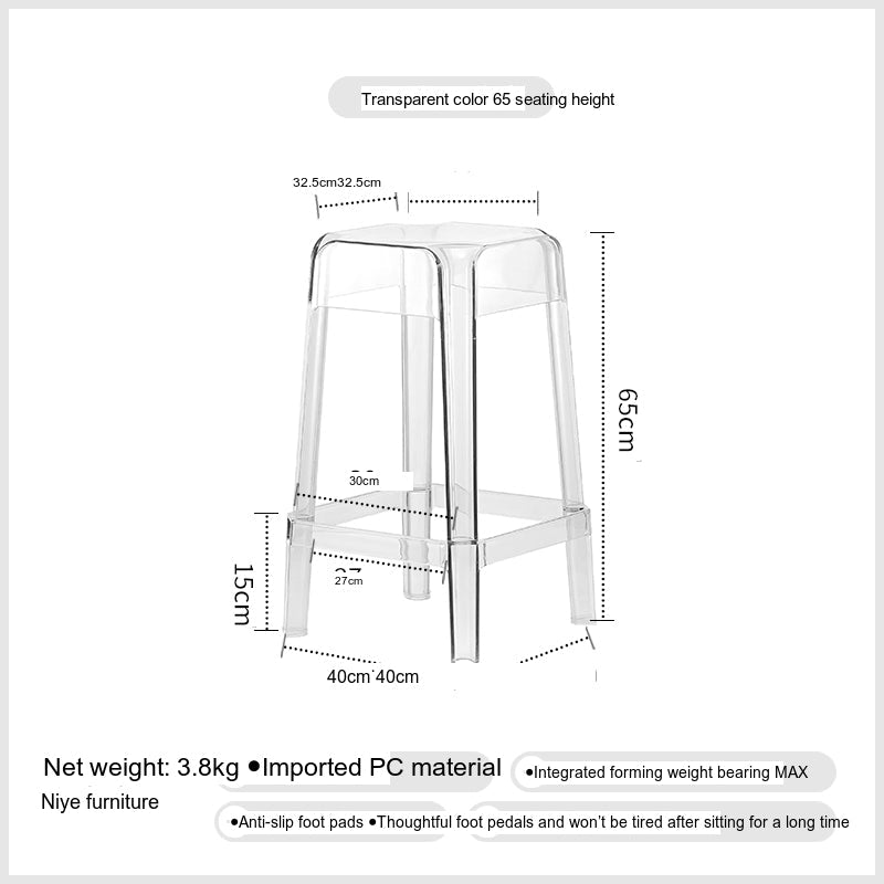 NIYE Elowen Elegant Transparent Acrylic Bar Stool from NIYE