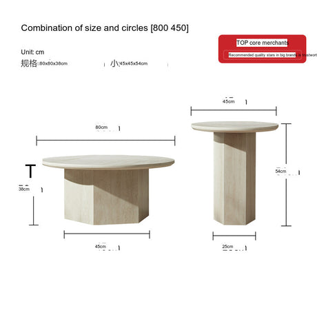 QUANMU Lisette Elegant Natural Stone Round Coffee Table from QUANMU