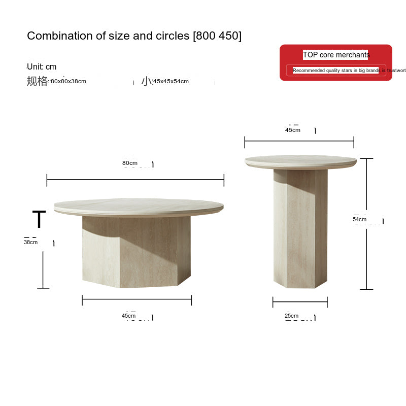 QUANMU Lisette Elegant Natural Stone Round Coffee Table from QUANMU