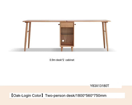 GENJI Amara Sleek Solid Wood Double Desk Bookcase from GENJI