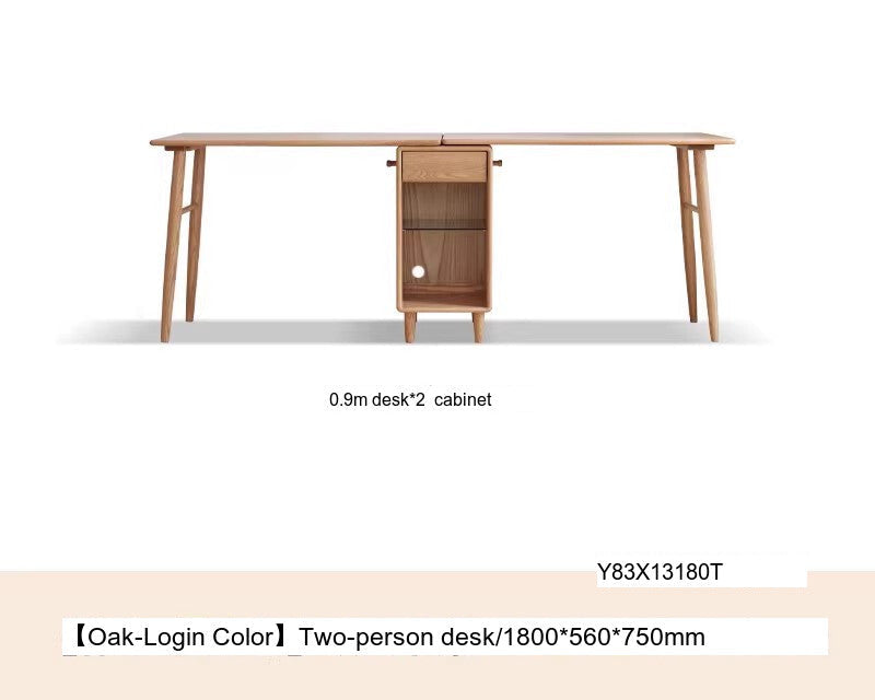 GENJI Amara Sleek Solid Wood Double Desk Bookcase from GENJI
