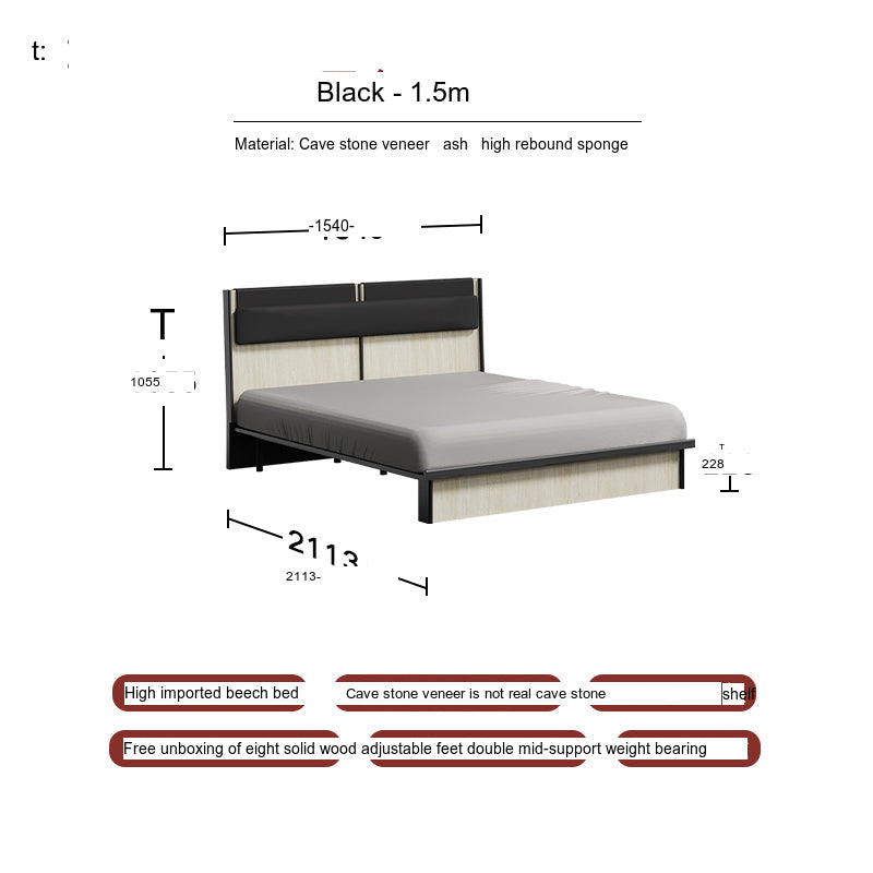 TELLS Amaya Contemporary Solid Wood Double Bed with Retro Cream Finish from TELLS