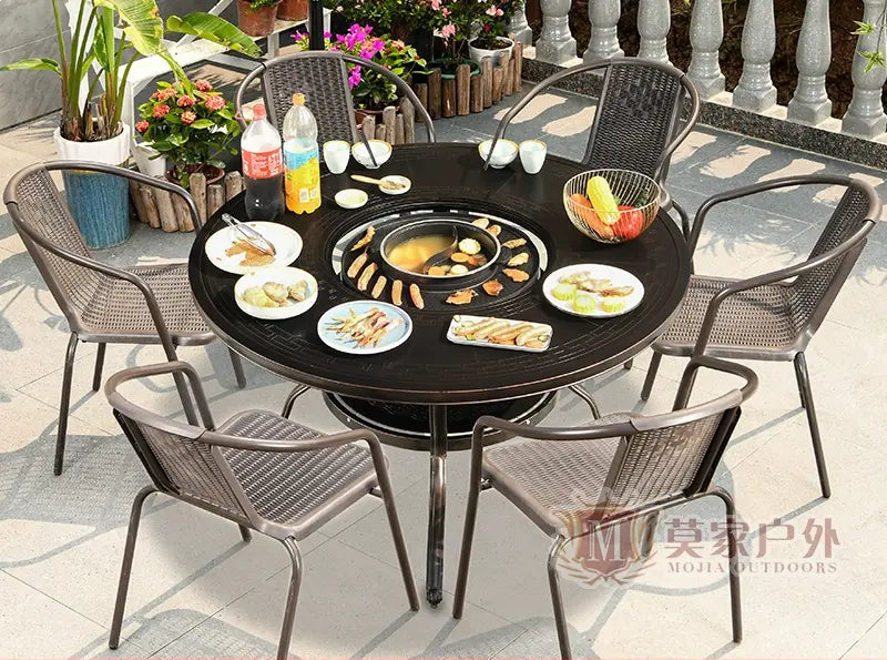 MOJIA Fenwick Luxury Outdoor BBQ & Hot Pot Table with Minimalist Design from MOJIA