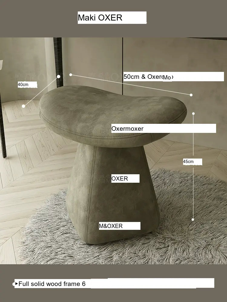 MOXER Iskandar Opulent Leather Upholstered Dressing Stool from MOXER