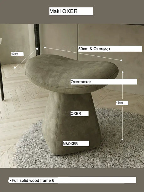 MOXER Iskandar Opulent Leather Upholstered Dressing Stool from MOXER