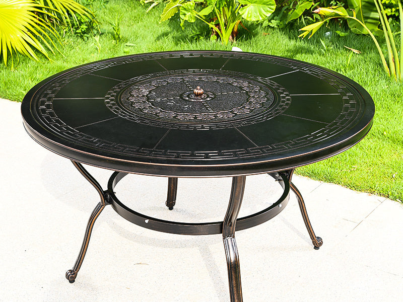 MOJIA Evander Cast Aluminum Outdoor Dining Set with Integrated Grill from MOJIA