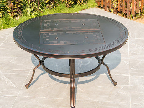 MOJIA Evander Cast Aluminum Outdoor Dining Set with Integrated Grill from MOJIA