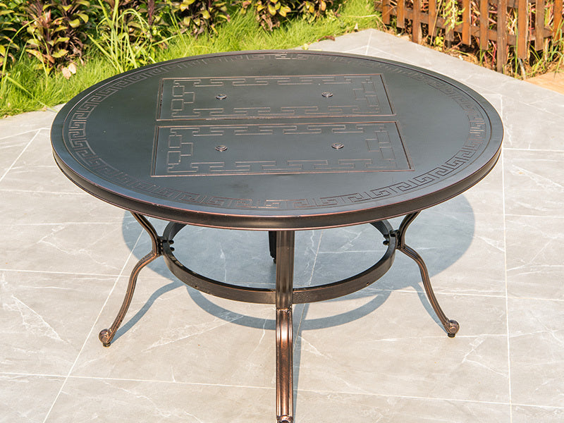 MOJIA Evander Cast Aluminum Outdoor Dining Set with Integrated Grill from MOJIA