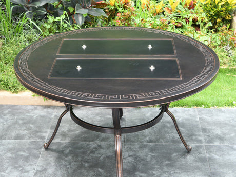 MOJIA Evander Cast Aluminum Outdoor Dining Set with Integrated Grill from MOJIA