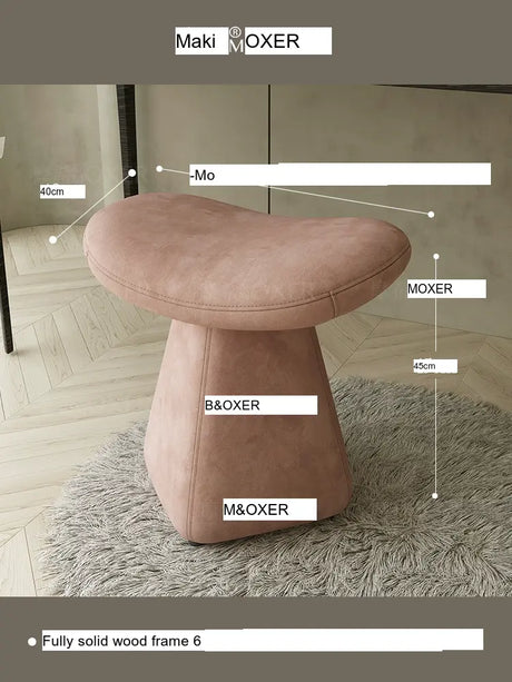 MOXER Iskandar Opulent Leather Upholstered Dressing Stool from MOXER