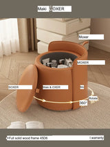 MOXER Calliope Luxe Genuine Leather Rotating Makeup Stool from MOXER