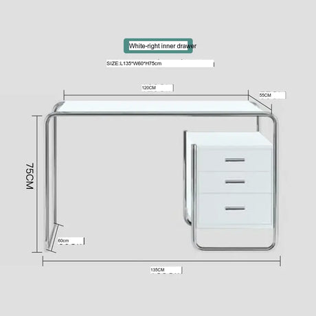 ABOUT WHITE Isadora Minimalist Steel Modern Office Desk from ABOUT WHITE