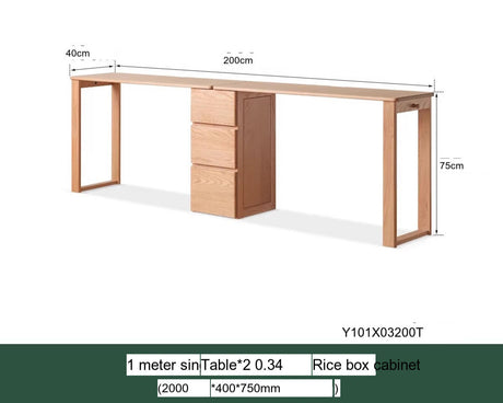 GENJI Kairos Solid Oak Double Computer Desk with Drawer from GENJI