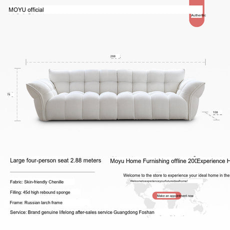 MOYU Lichtenstein Elegant Scandinavian Retro Sofa - White Cream Cloth, French Style from MOYU