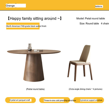OROMA Seraphine Elegant Black Walnut Round Dining Set from OROMA