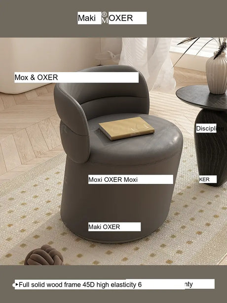 MOXER Takamori Exquisite Leather Solid Wood Makeup Stool from MOXER