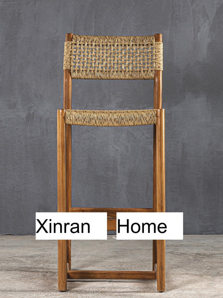 GENJI Akihiko Sleek Solid Wood Rattan Bar Chair from GENJI