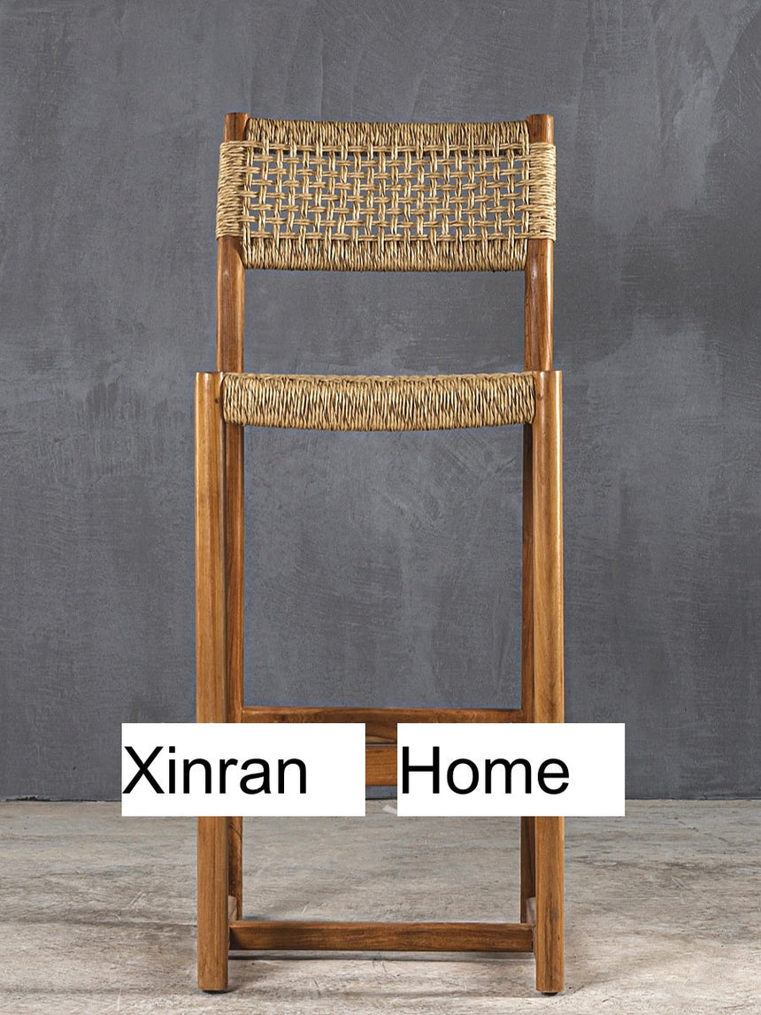 GENJI Akihiko Sleek Solid Wood Rattan Bar Chair from GENJI
