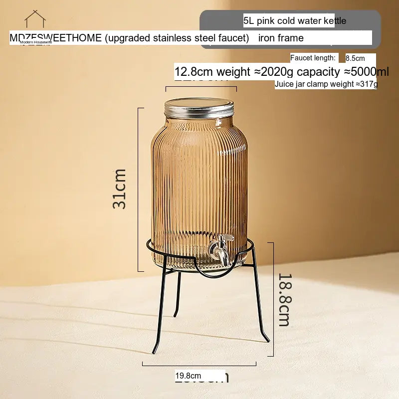 MH Santiago Elegant Glass Beverage Bucket with Faucet from MH