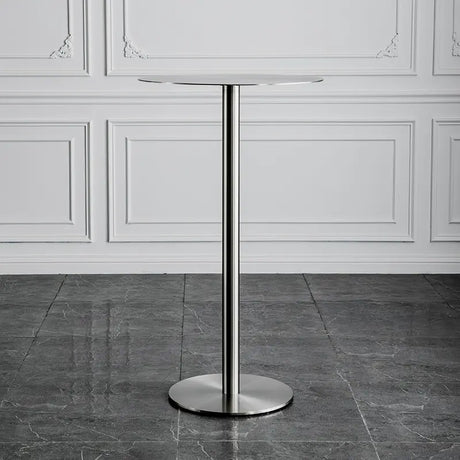 ABOUT WHITE Santiago Sleek Stainless Steel Round Dining Table from ABOUT WHITE