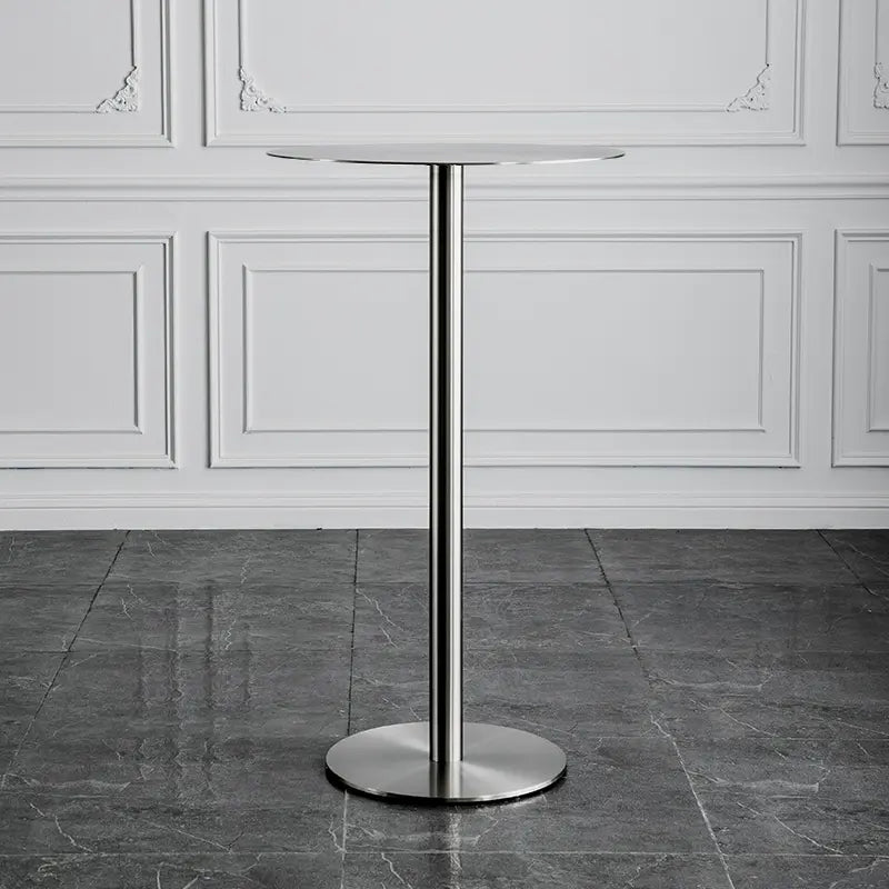 ABOUT WHITE Santiago Sleek Stainless Steel Round Dining Table from ABOUT WHITE